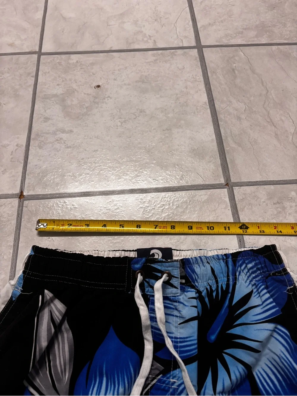 Men's Vintage B.Split Black & Blue Floral Swim Trunks size L